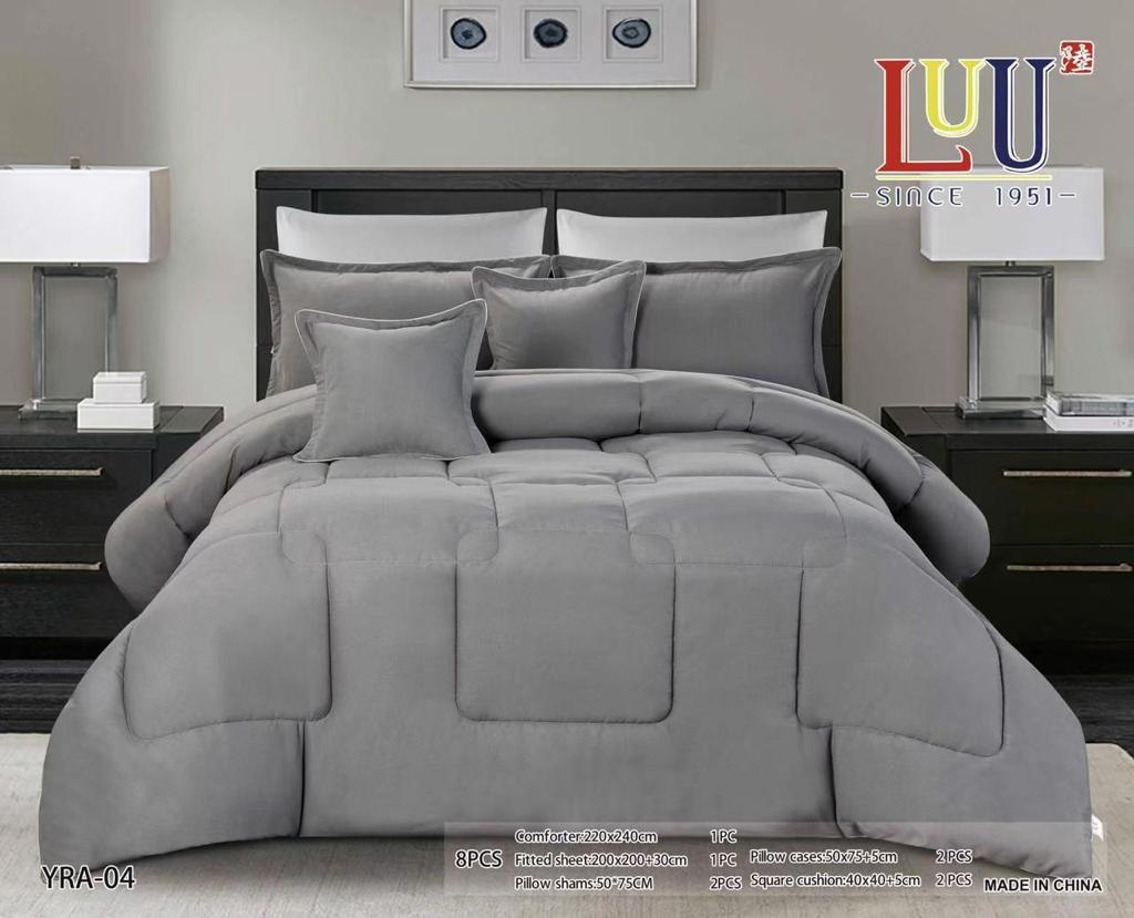 لحاف سرير كبير فضى