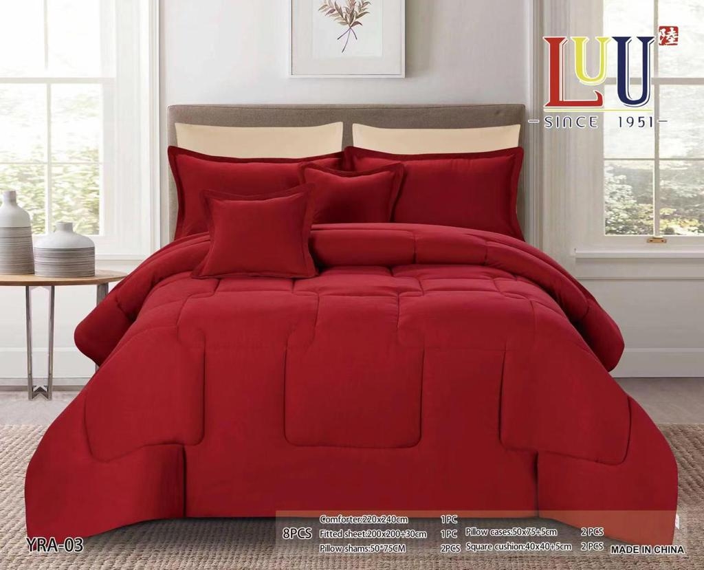 لحاف سرير كبير لون احمر